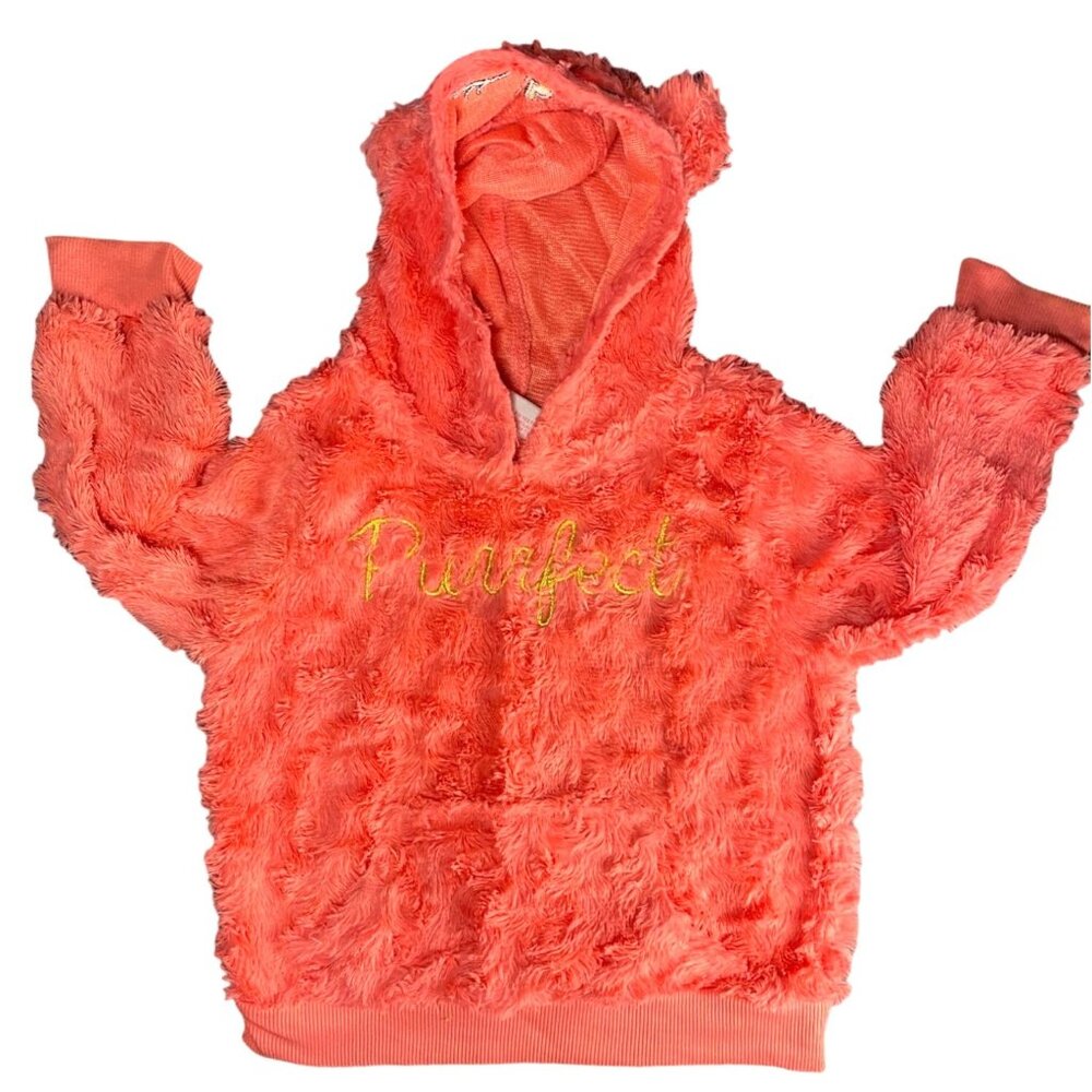 Kids Real Love Purfect faux fur peach  hoodie Sz 3T